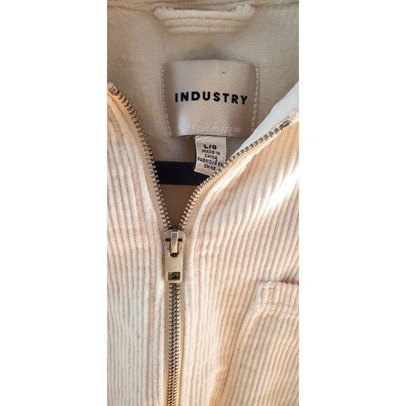 Industry Cream White Corduroy Zip Jacket Lightweight Large - Picture 2 of 7